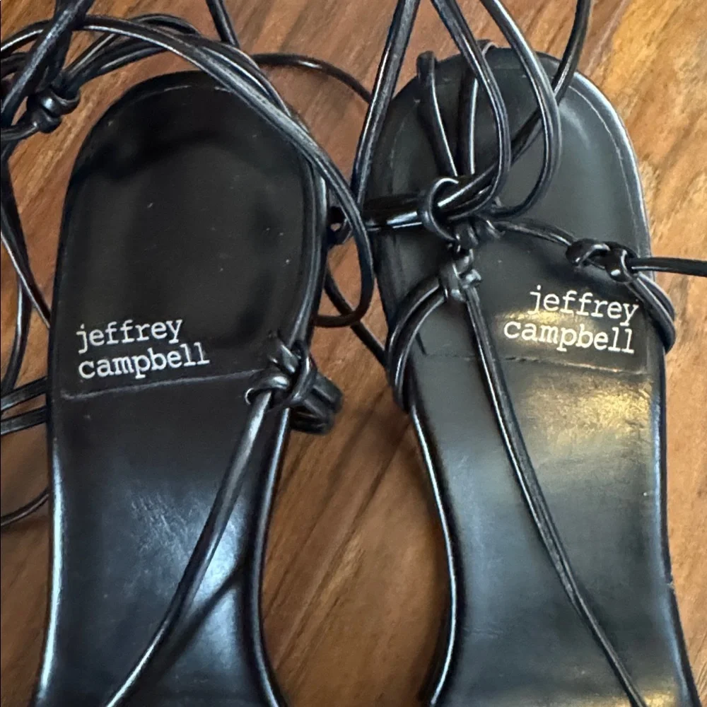 Jeffrey Campbell Vipera Leather Lace Up Sandal Black Size 8